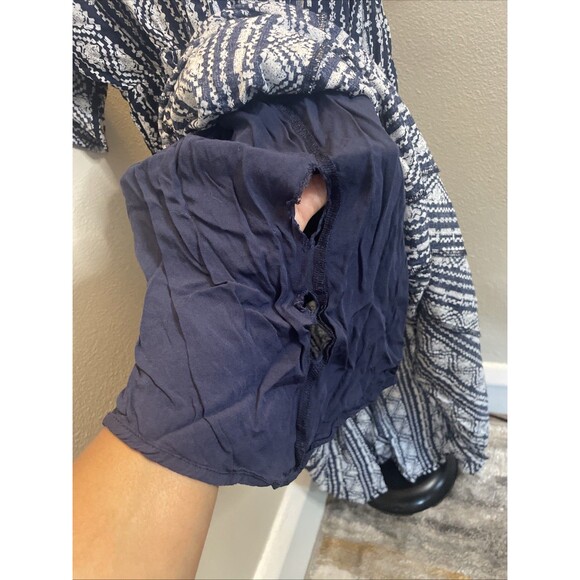 AaKaa Navy Blue/White Deep-V Boho Maxi Dress Women’s Size Medium  Preowned - Picture 8 of 10